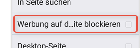 Entfernen Sie den Haken bei "Werbung auf ... Entfernen Sie den Haken bei "Werbung auf ...