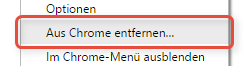 Wählen Sie "Aus Chrome entfernen..." ...